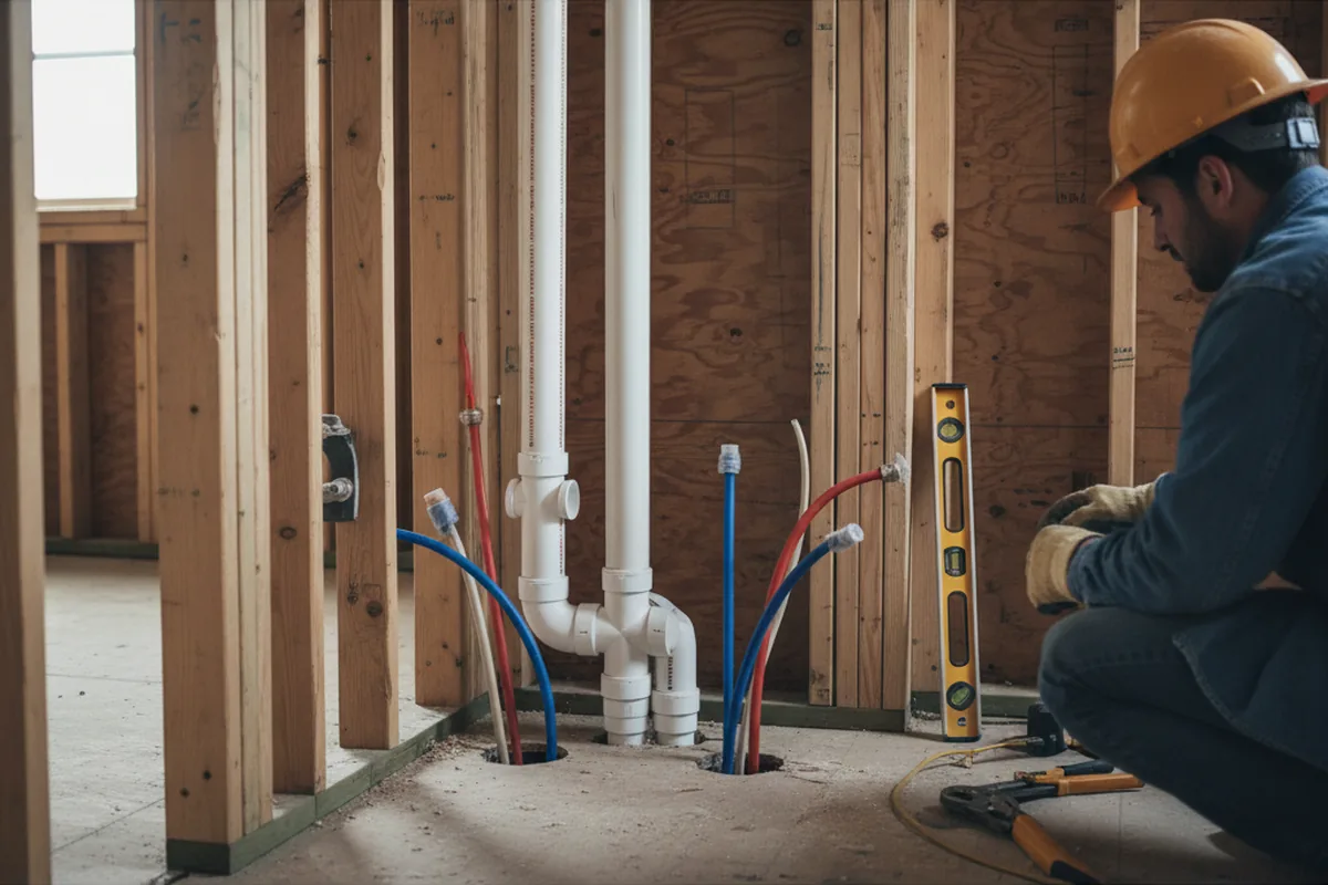 Drain and supply rough-in during Drain Cleaning in Nelsonia