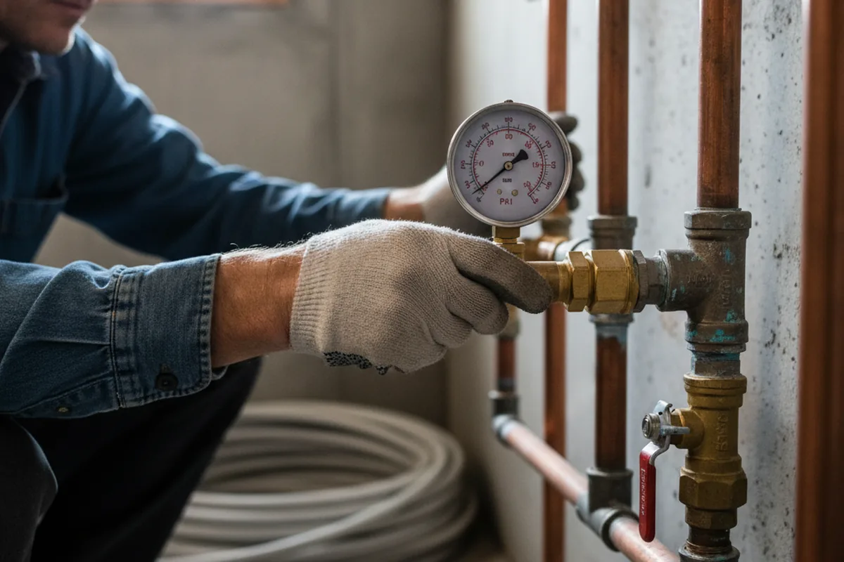 Pressure testing a repaired line during Water Line Repair in Nelsonia